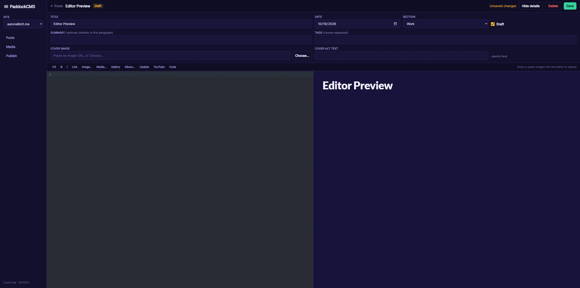 screenshot of the main editor of Paddock